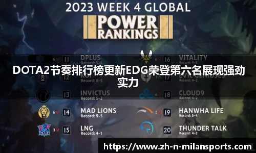 DOTA2节奏排行榜更新EDG荣登第六名展现强劲实力